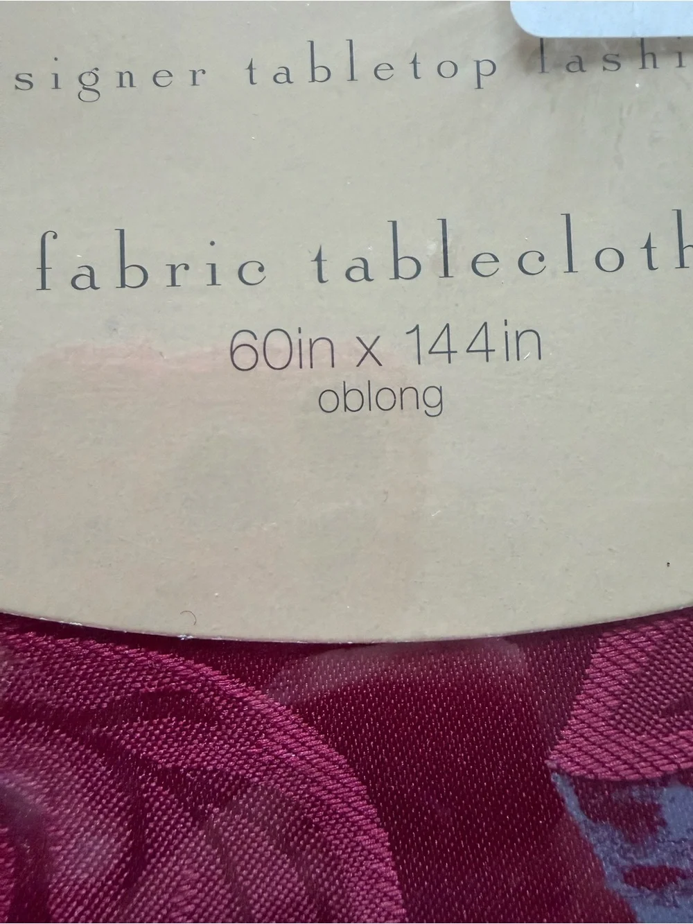 Newbridge Burgundy Fabric Tablecloth, 60”x144” Oblong